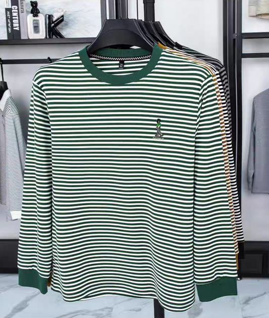 Evergreen Tide Stripe Casual T-Shirt