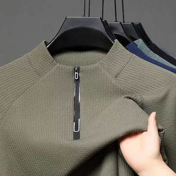 Obsidian Drift Half-Zip Textured Sweatshirt