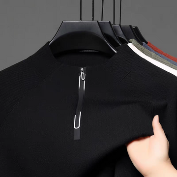 Obsidian Drift Half-Zip Textured Sweatshirt
