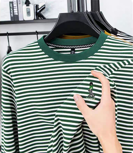 Evergreen Tide Stripe Casual T-Shirt