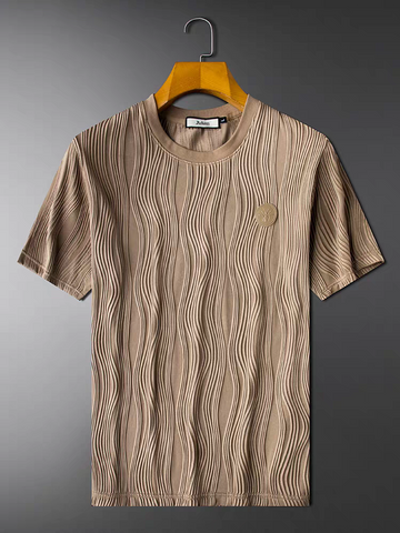 Aether Wave Ribbed Casual T-Shirt