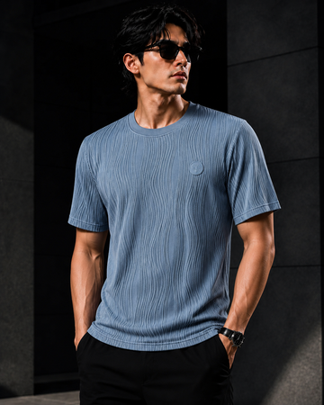 Aether Wave Ribbed Casual T-Shirt