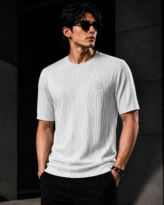 Aether Wave Ribbed Casual T-Shirt